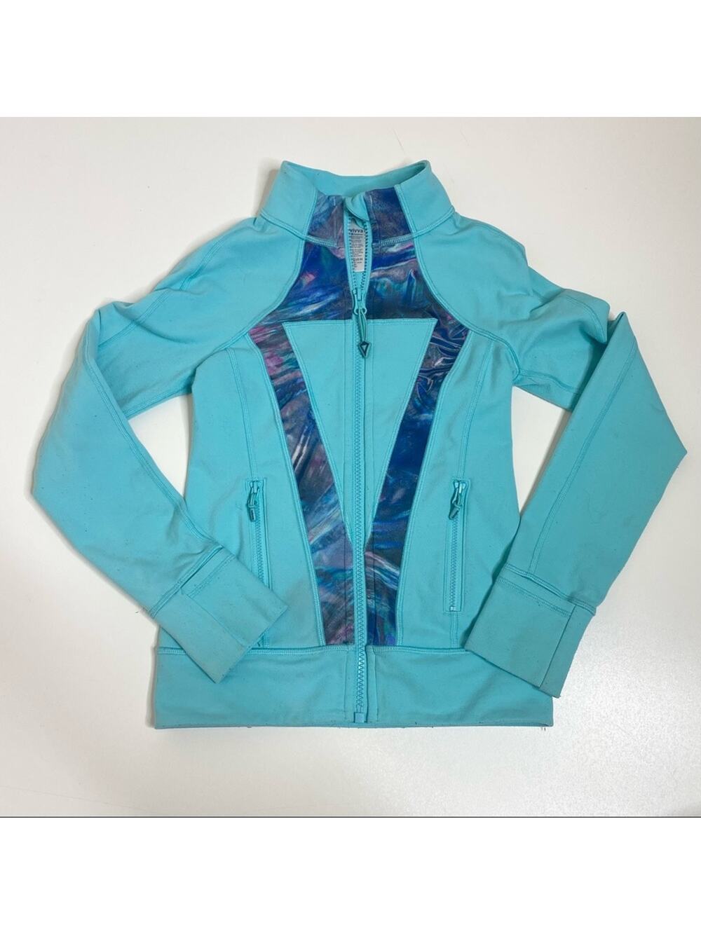 Ivivva Lululemon Perfect Your Practice Aqua Zip Up Jacket Long Sleeve 7